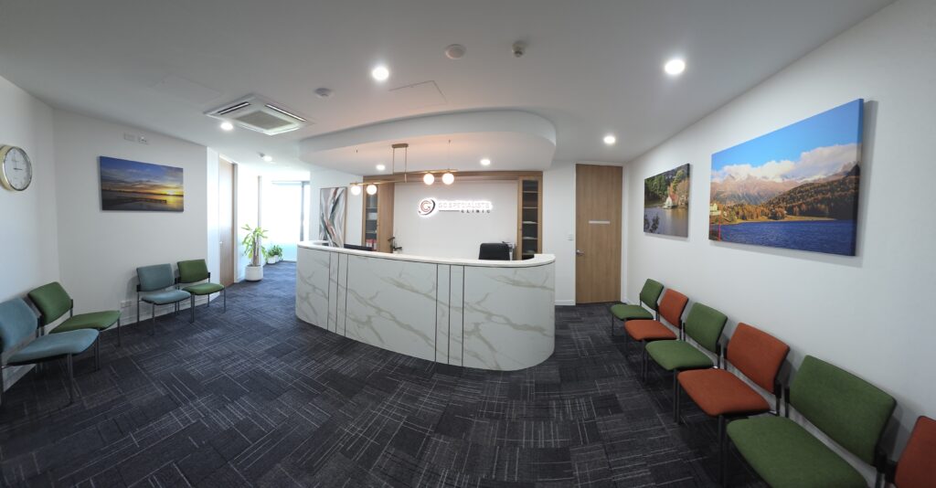 GC Specialists Clinic reception and waiting area at HQ@Robina, Gold Coast
